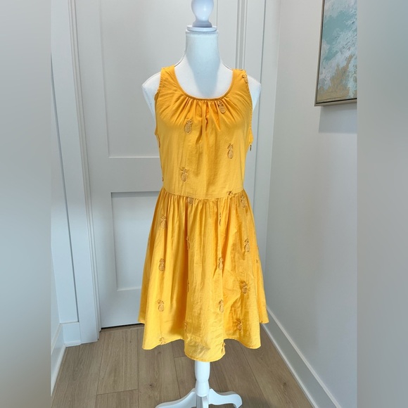 J. Crew Pineapple Mini Dress cotton lined keyhole back size 2 pockets - Picture 5 of 14